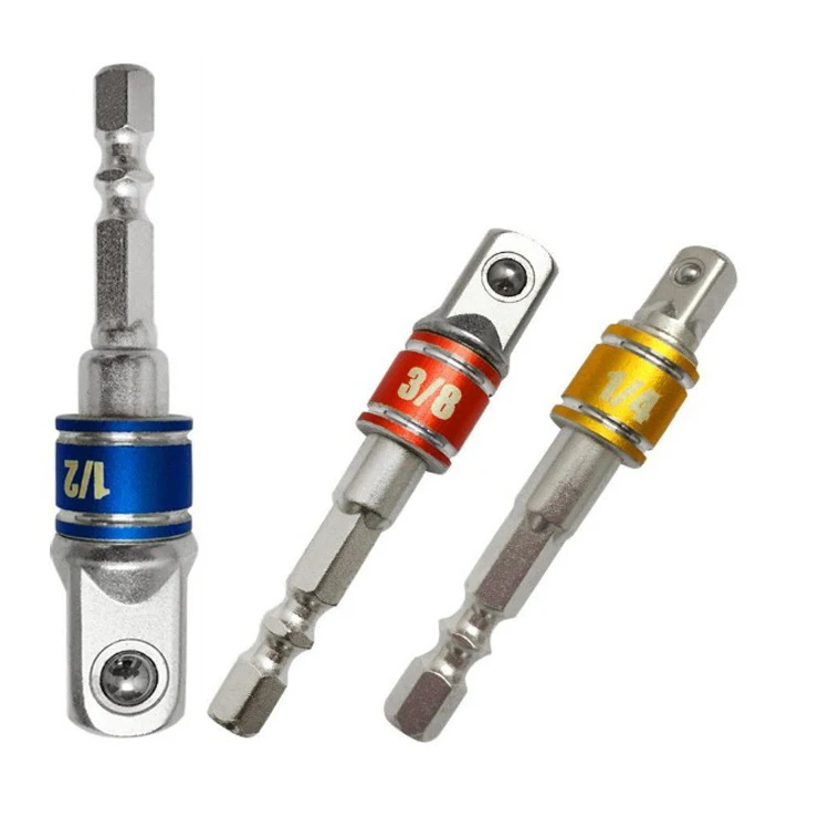 TSMILE Amazon Hot Sell Socket Adapter Drill Extension Bit Set Cr-V Hex Shank 1/4. 3/8, 1/2 Inch Drive