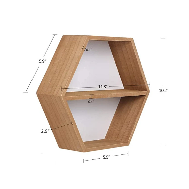  wall mounted hexagonal floating shelves