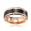 8mm tungsten two-tone plated two straight channel and across channel ring brushed surface men's ring