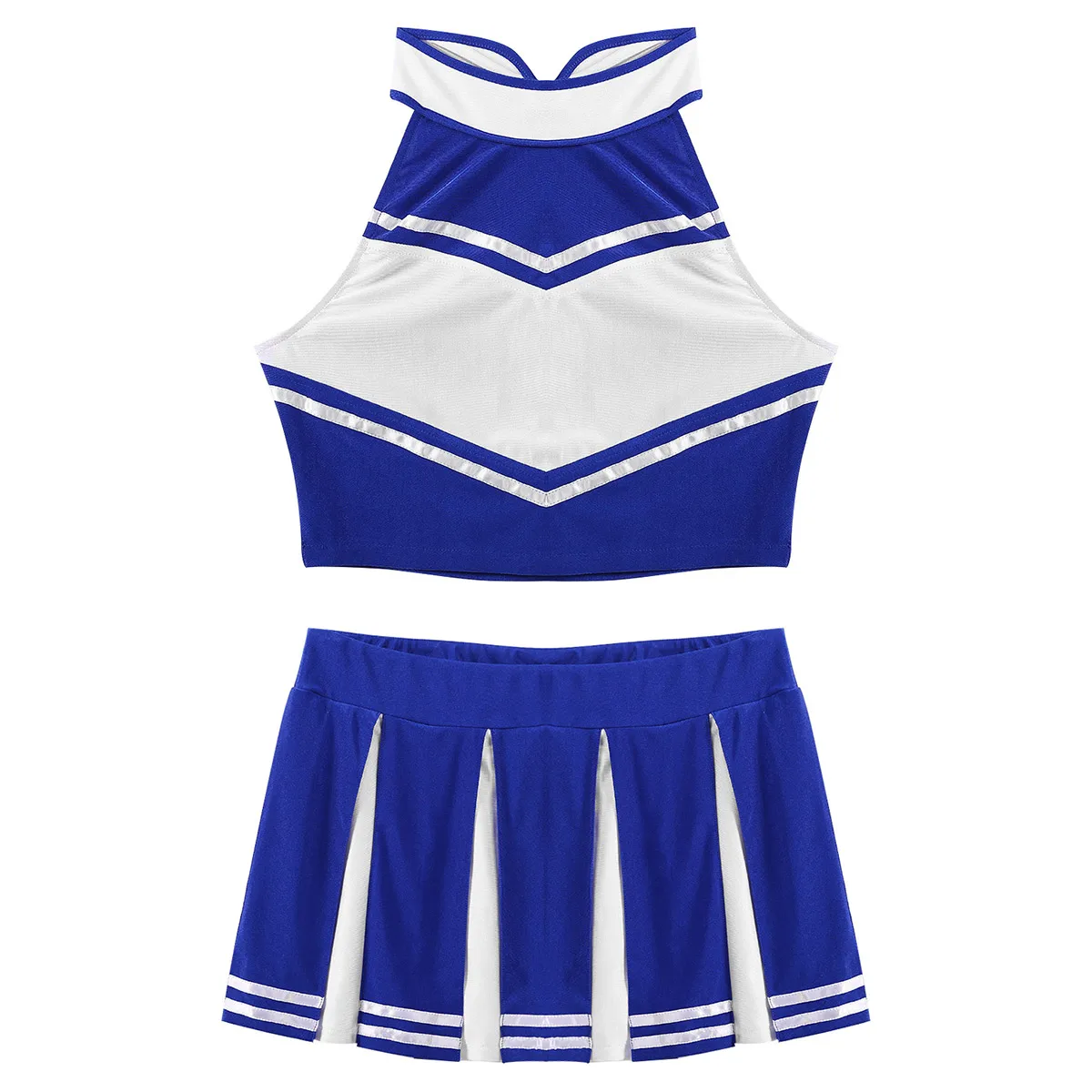 Women Cheerleading Uniform Outfit Sexy Sleeveless Crop Top With Mini ...