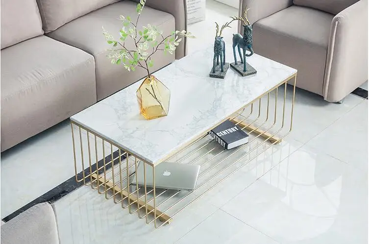 rectangular living room small family marble black wood light luxury coffee table