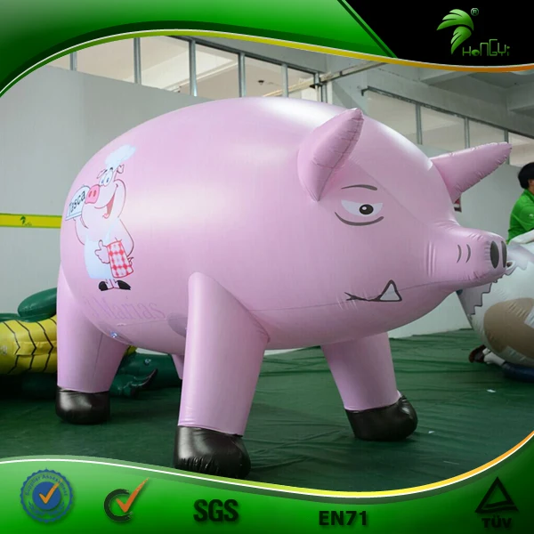 广告充气粉色猪红衣充气动物玩具充气猪形状气球