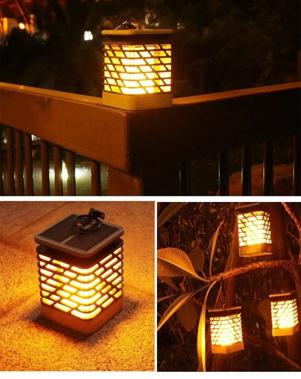 Waterproof Solar Lights Solar Lanterns Dancing Flame Outdoor Hanging Lanterns Lights  led garden lights