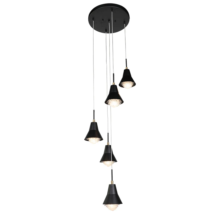 Creative design hotel living room copper black aeolian bells decoration G9 led pendant light