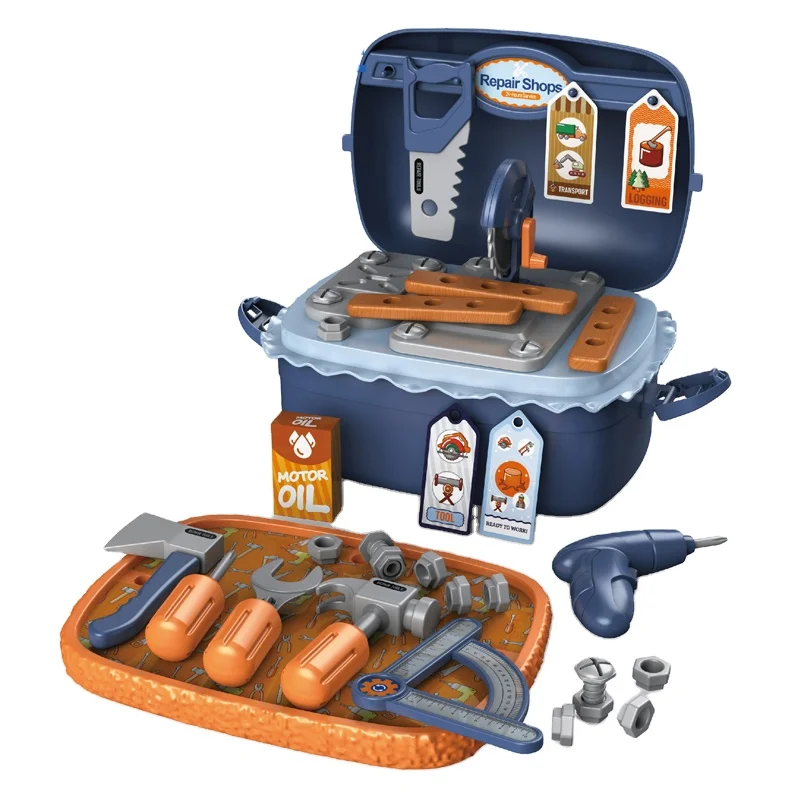 3 In 1 Pretend Play Construction Work Bench Storage Tool Box Toy Set