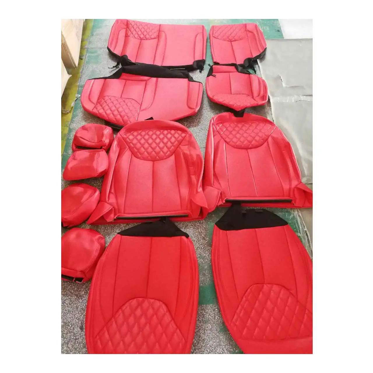 Full Set Waterproof Stitching Diamond Embroidered Design Leather Car Seat Covers For Jeep