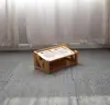 Wood Cat Bowls Pet Dining Table with Raised Slope