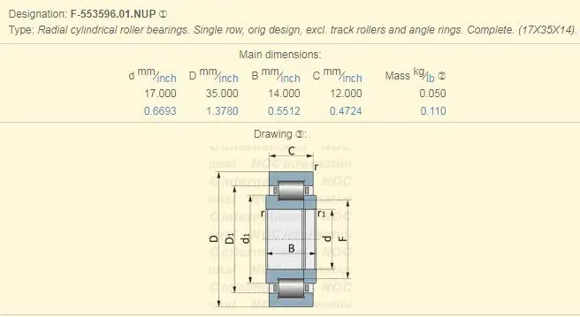 F-553596.01.NUP Cylindrical Roller Bearing for Printers