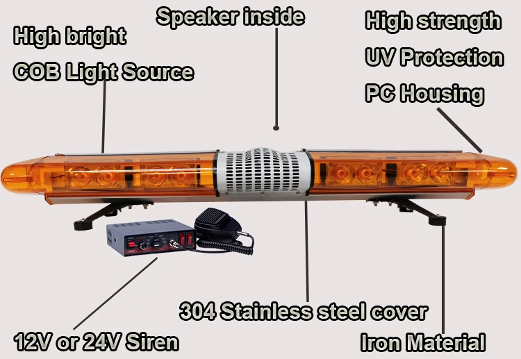 47 Inch Full Size Emergency Vehicle Yellow Led Top Lights Amber Warning