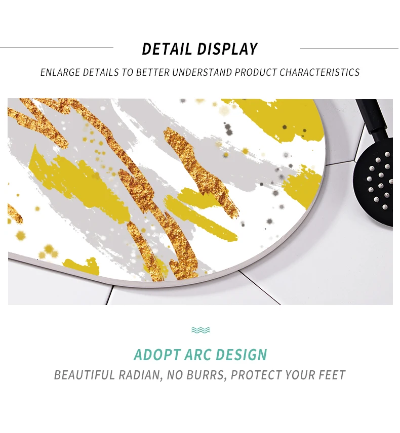 custom carved shape diatomite mud pad bathroom non-slip bath mat