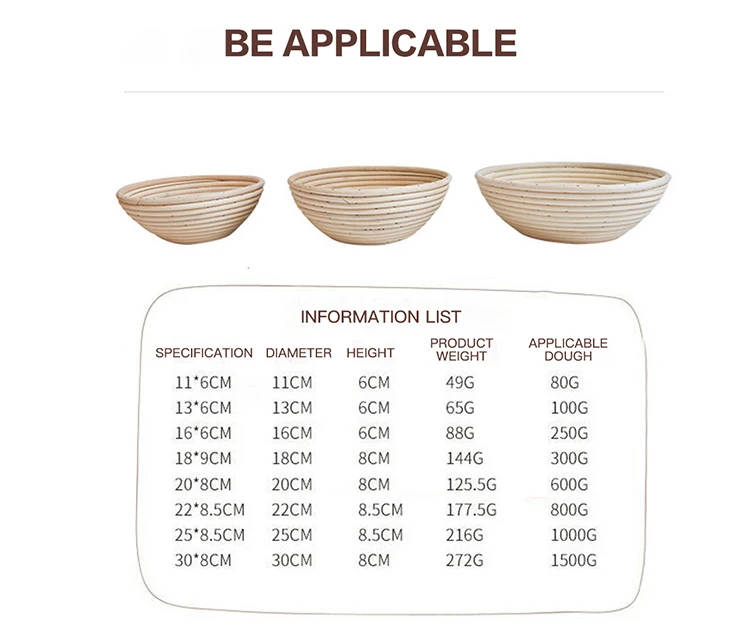 Wholesale Bread Proofing Basket Natural Rattan Cane Handmade Linen