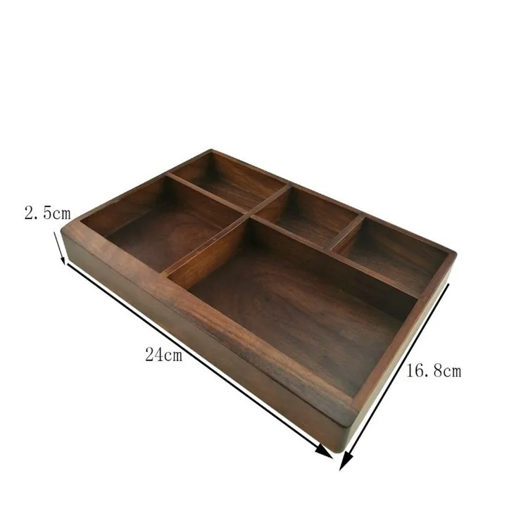 wooden trays with handles and dividers
