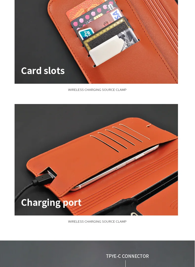 5000mah power bank PU leather wallet new trending products wireless charging portable multi functional power bank - ANKUX.COM