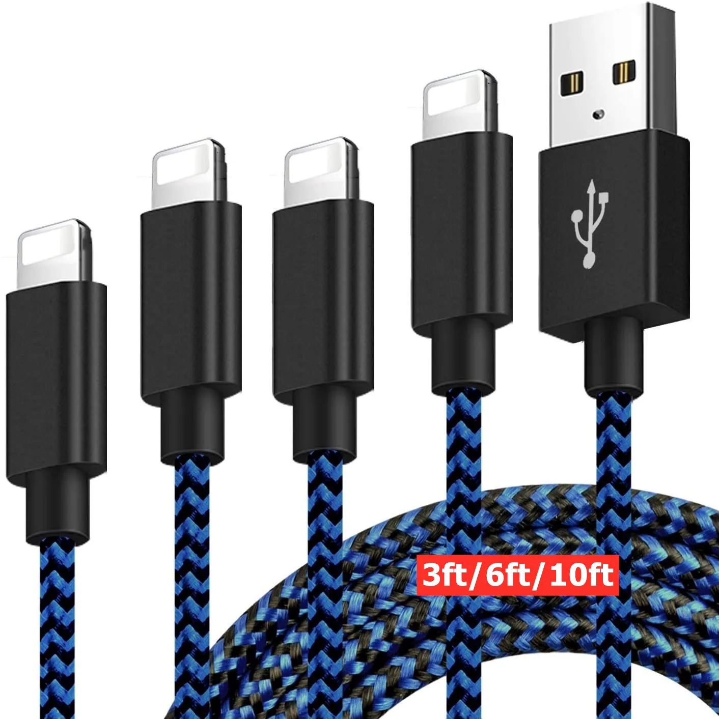 For Iphone Charging Cable Usb 3ft 6ft 10ft For Iphone Cable Charger Braided Nylon 3 Pack 5 Pack 3890