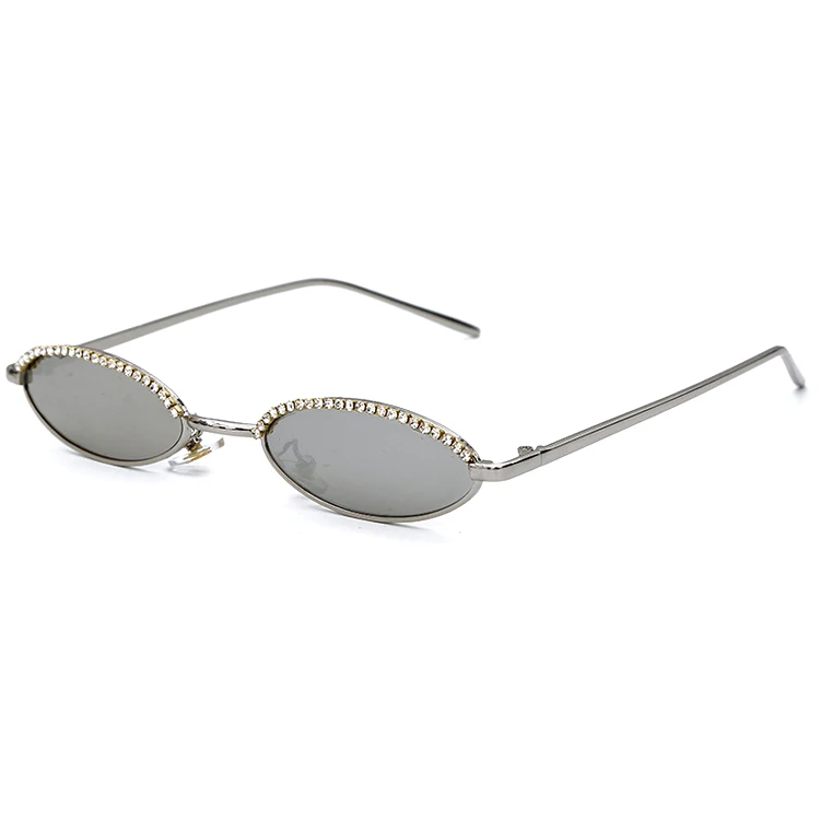 daisyer 2019 豪华小金属框椭圆形水钻大钻复古猫眼型太阳眼镜的妇女