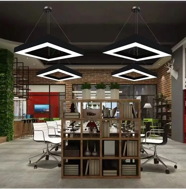 product led office square chandelier for meeting rooms gyms shopping malls ceiling lamp with modeling light-18
