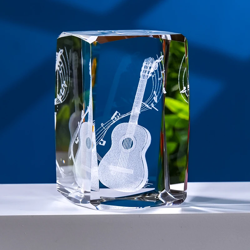 Wholesale  3D laser crystal cube Crystal Guitar Music Festival Souvenir Gifts details