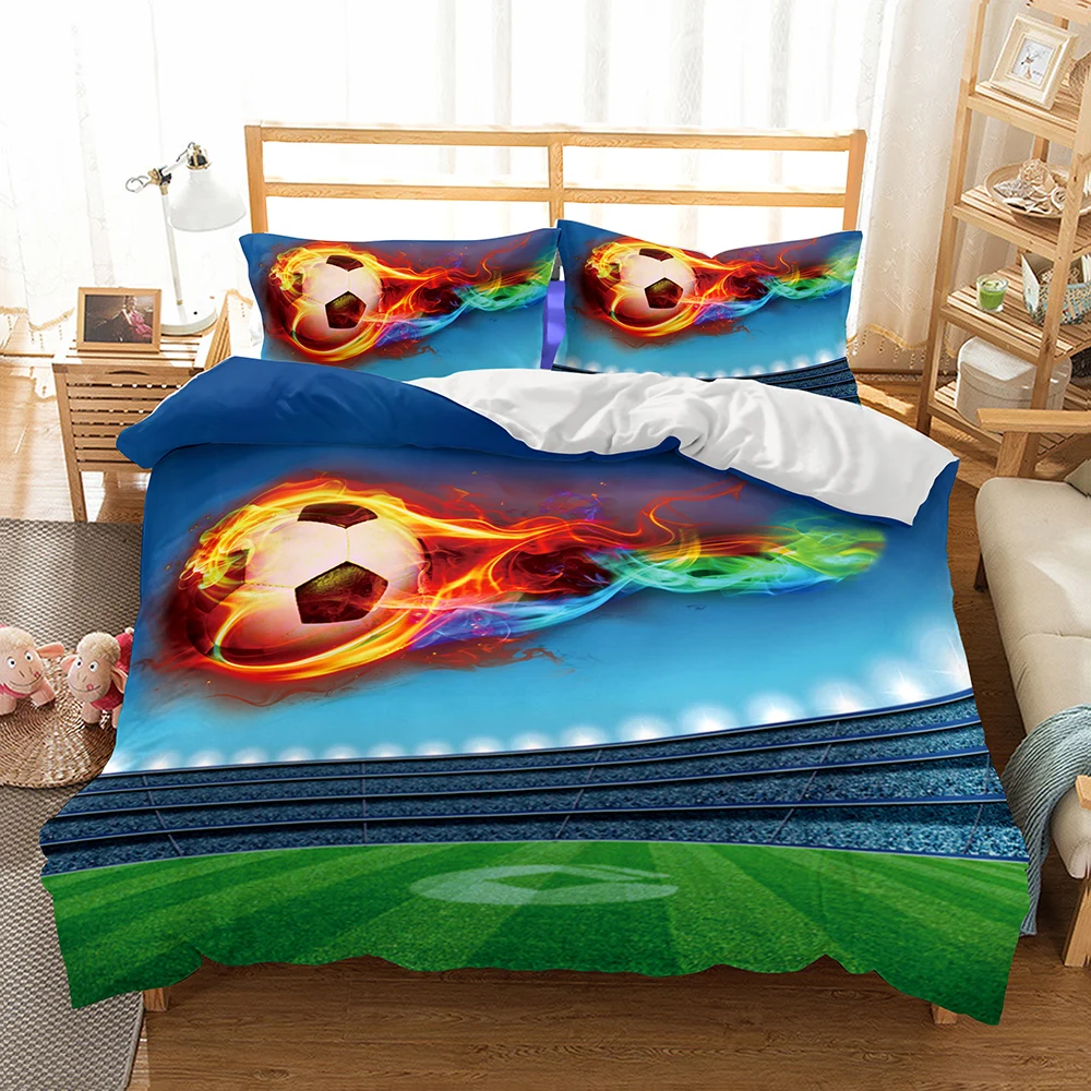 3d Style Football Print Duvet Cover Sets For Teen Boys Sleep Aid - Buy ...