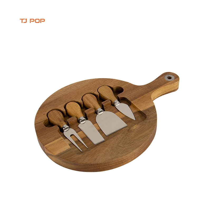 Acacia Wooden Cheese Board Set Knife Kitchen Charcuterie Cutting Board
