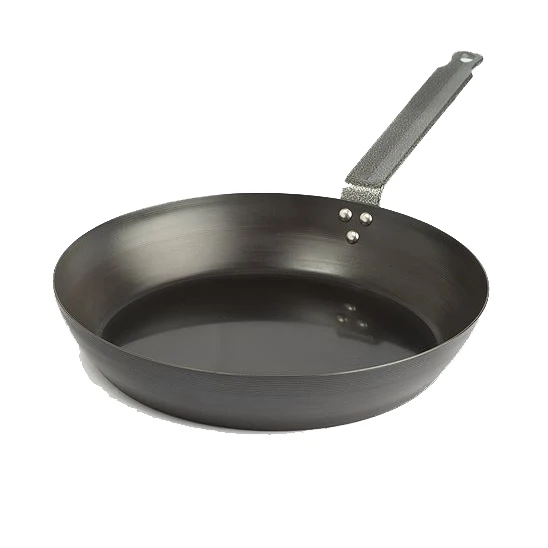 Pre-seasoned Carbon Steel Skillet Black Steel Chef Frying Pan For Hotel Restaurant