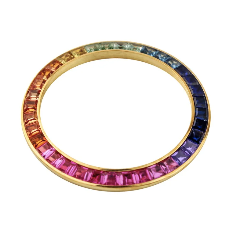 
Stainless steel bezel 18kgold diamond Synthetic gem Moissanite CVD Suitable for brand watches 