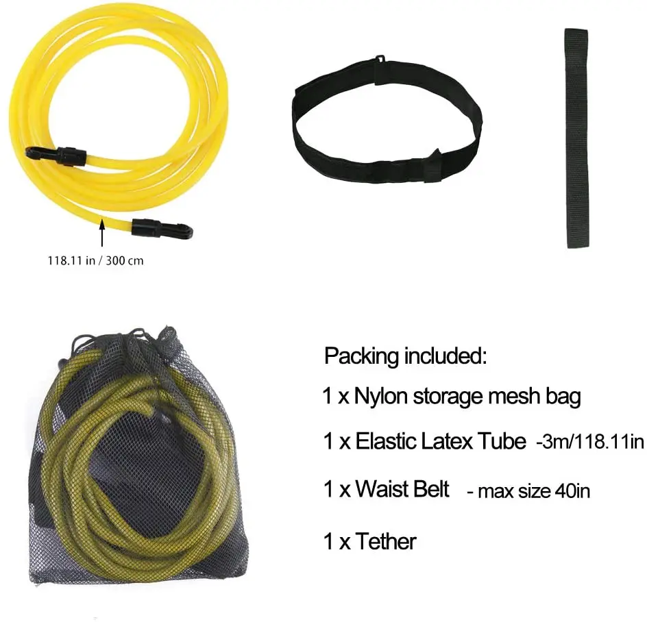 3m/4m Swim Training Belt Resistance Tether Harness Static Band Bungee Swim Cords 