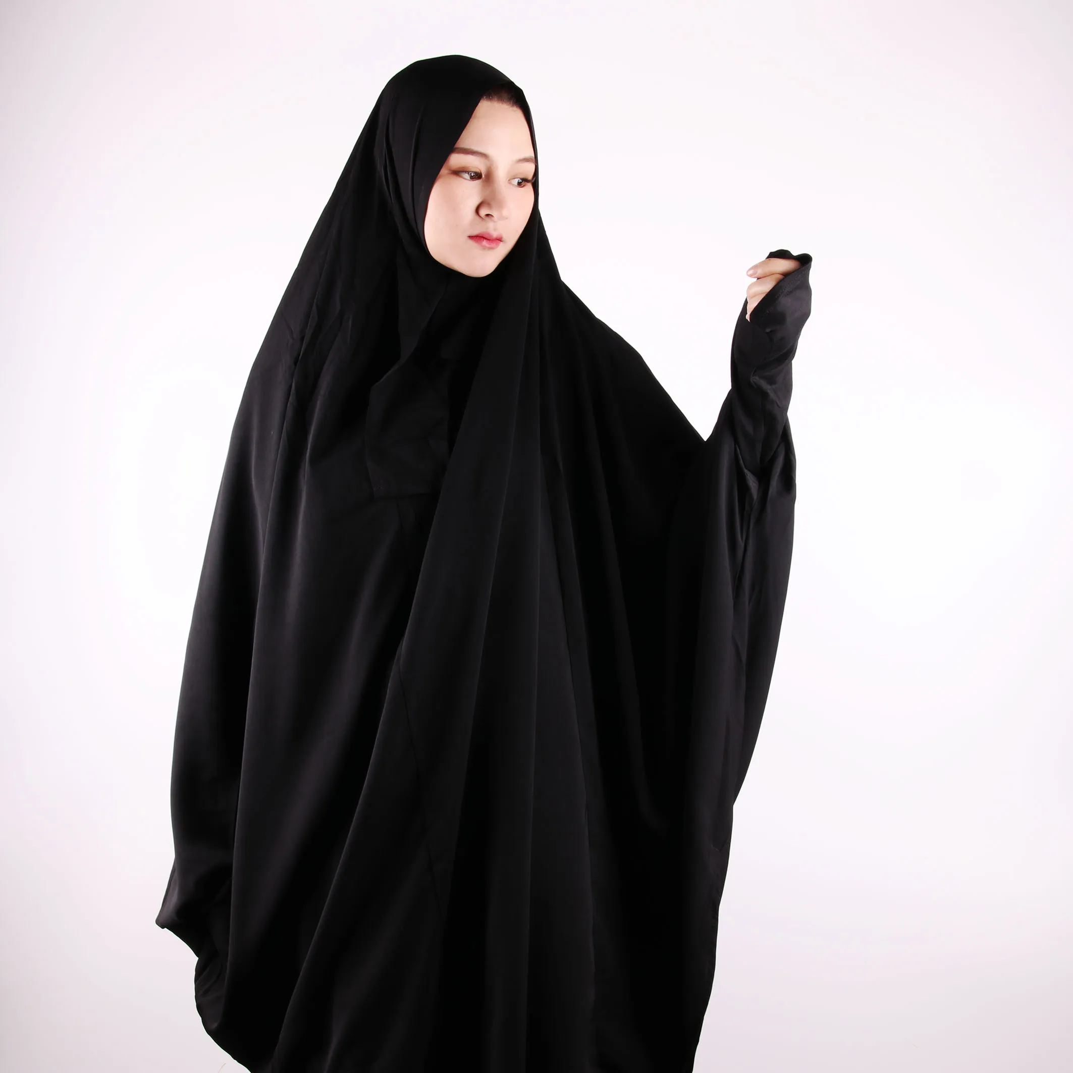 Eid Hooded Muslim Women Hijab Dress Prayer Garment Abaya With Nice Sewn Glovers Long Full Cover