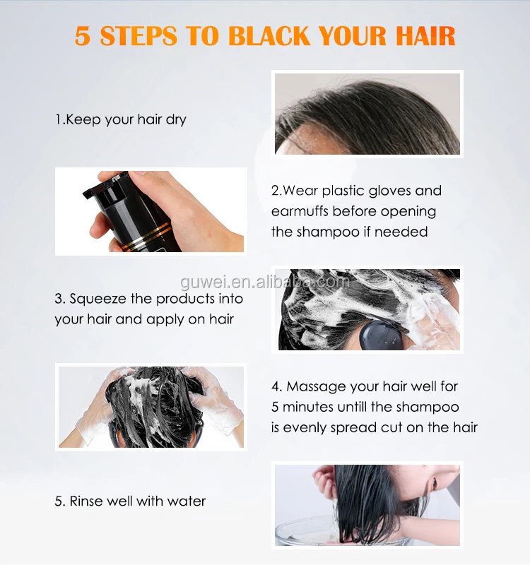 White To Black Hair Dye Shampoo Black Hair Shampoo Magic Wash Black