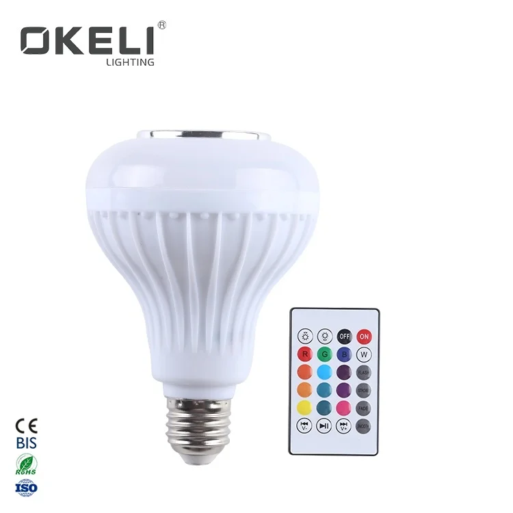 OKELI 10W E27 RGB Music Bulb Speaker With 24 Keys Remote Control Bluetooth LED Wifi Smart Led Bulb