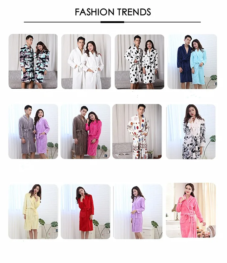 Super soft winter sleep gown fleece women night gown for men and women robes