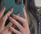 Hand Made french finger nails press on nails medium oval false nails