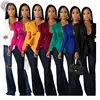 9100132 fall ruffle hem deep neck bow knot petal sleeve Good Quality Clothing Women Coat