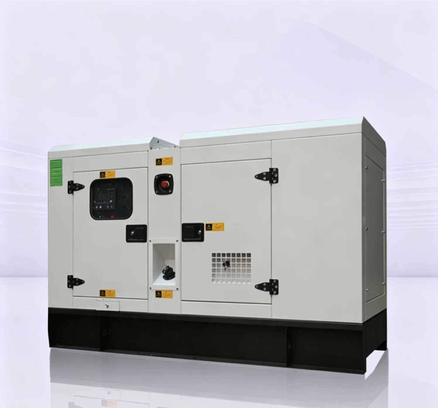 15kVA three-phase diesel generator with digital control panel and soundproof enclosure
