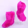 wholesale women real faux fluffy fur boots ladies high winter warm snow boots colorful plush casual winter shoes