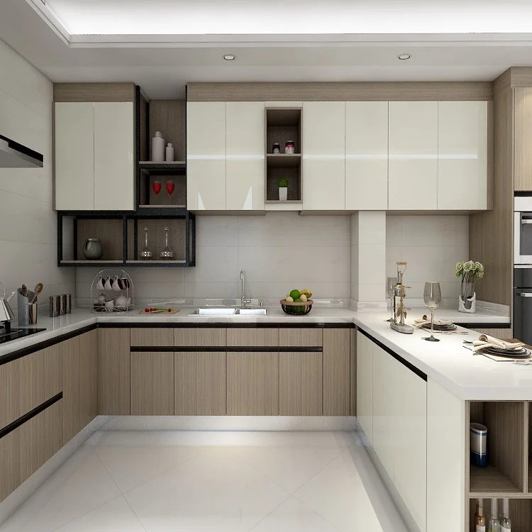 2020 New Modern Wooden Black Matte Finished Lacquer Kitchen Designs
