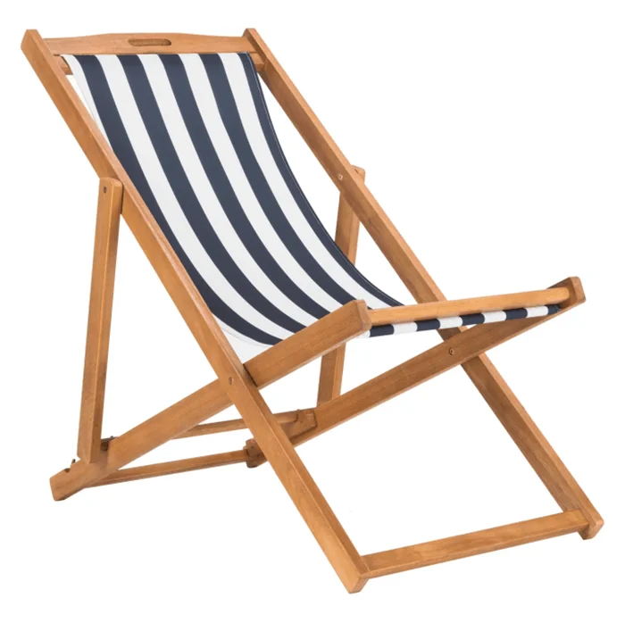 Adjustable Folding Bamboo Wooden Beach Chair Outdoor With Custom Cloth