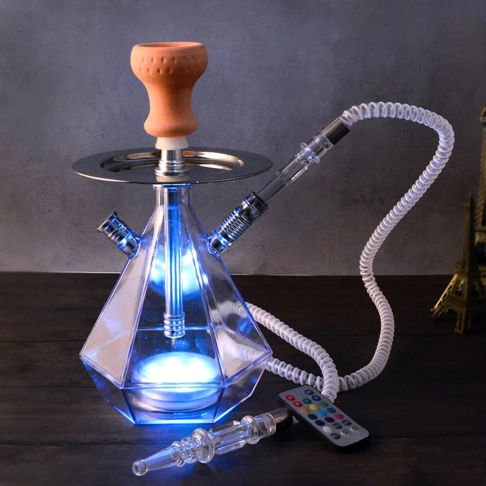 Premium Acrylic Hookah Set Transparent Hookah Hose Led Lamp Vase