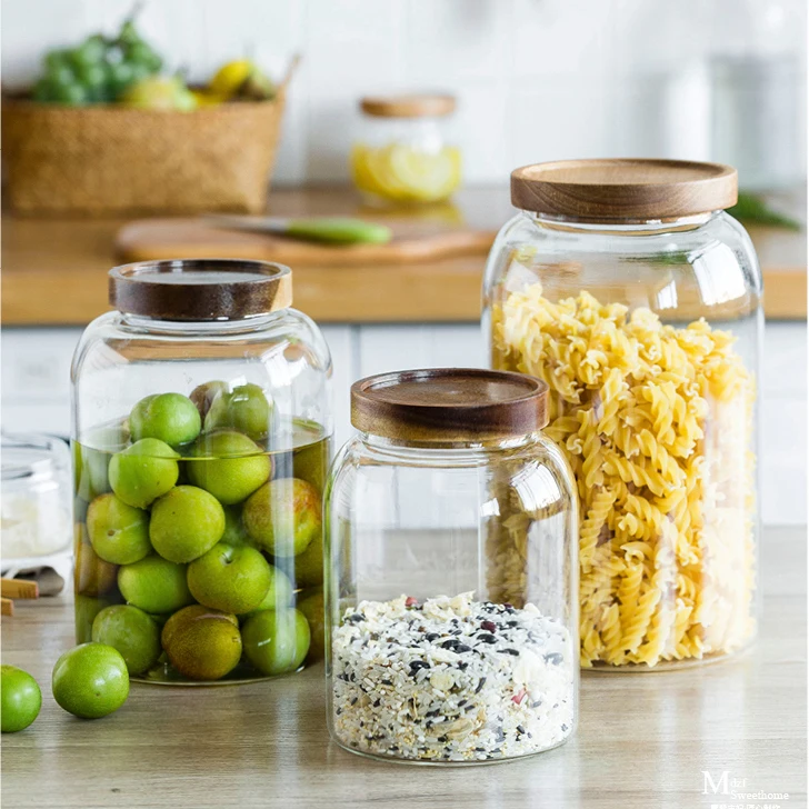 Glass Storage Container with Acacia Lid Large | BeHome