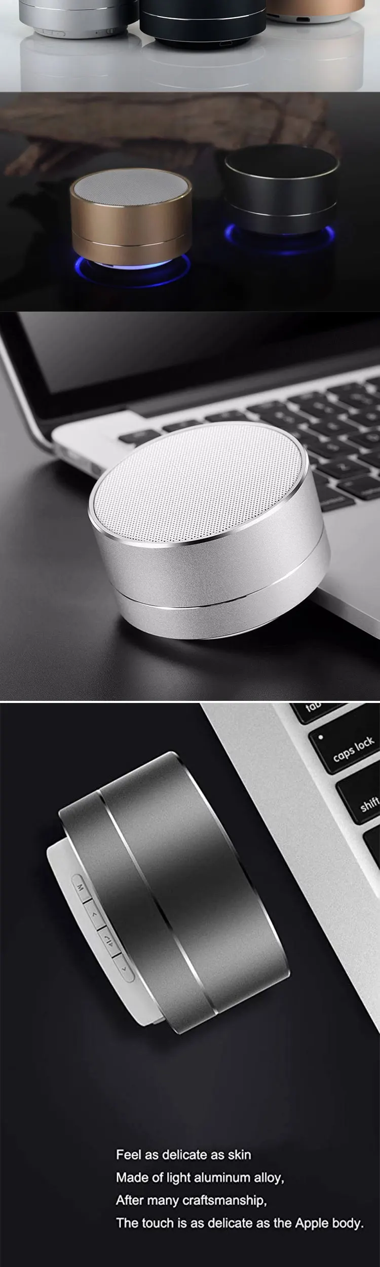 Outdoor With LED Light Handsfree Stereo Sound BT Wireless Mini Portable Speaker - ANKUX.COM