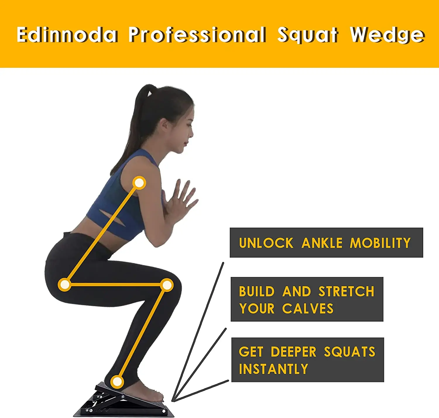 Wellshow Height Adjustable Steel Squat Wedge Set Antislip Slant Board