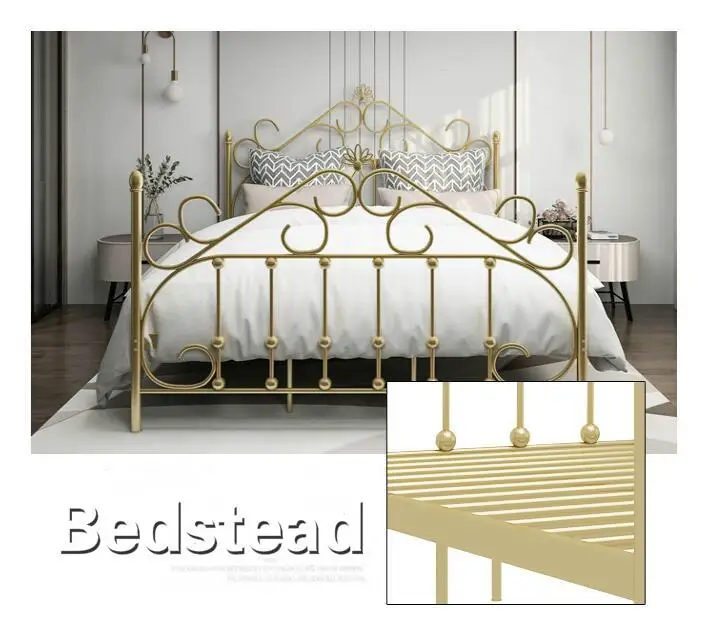 European-style iron art fashion modern minimalist iron art 1.5 / 1.8 / 2.0 m double bedroom set bed