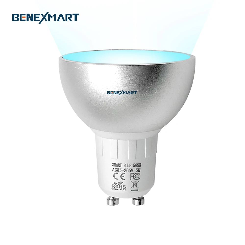 Benexmart GU10 Zigbee tuya Smart LED Bulb 5W RGBW Compatible with Tuya SmartThings App Alexa Echo Plus Google Home Voice Control