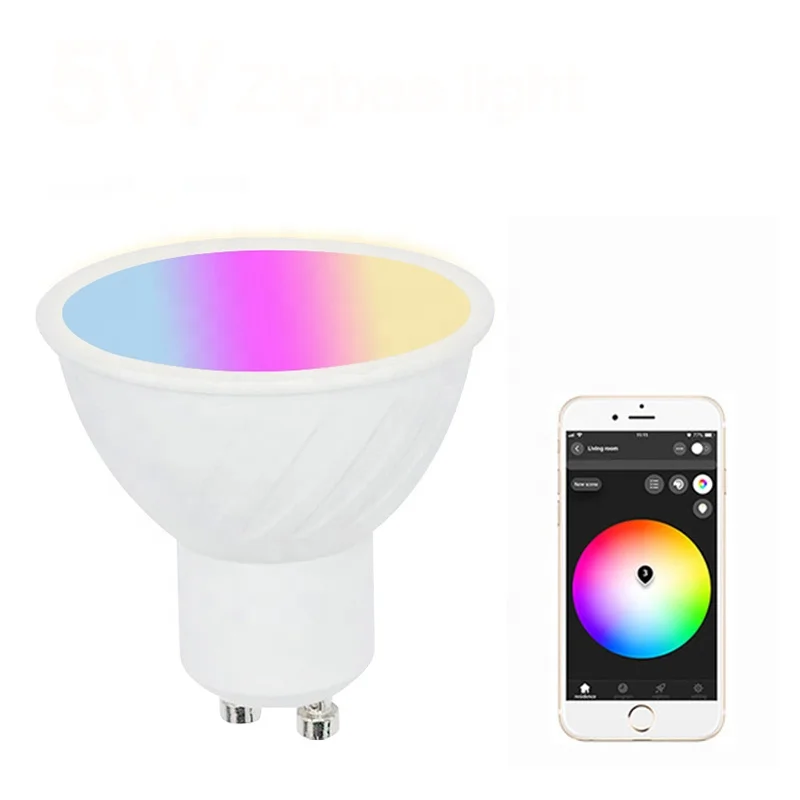 GU10 ZigBee Spotlight 5W 400lm Dual White And Color Compatible With Smartthings Amazon Echo Plus lightify