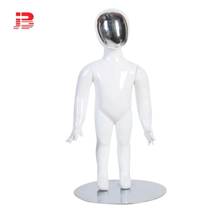 Egg head no wig gold plating standing children mannequin with mask details