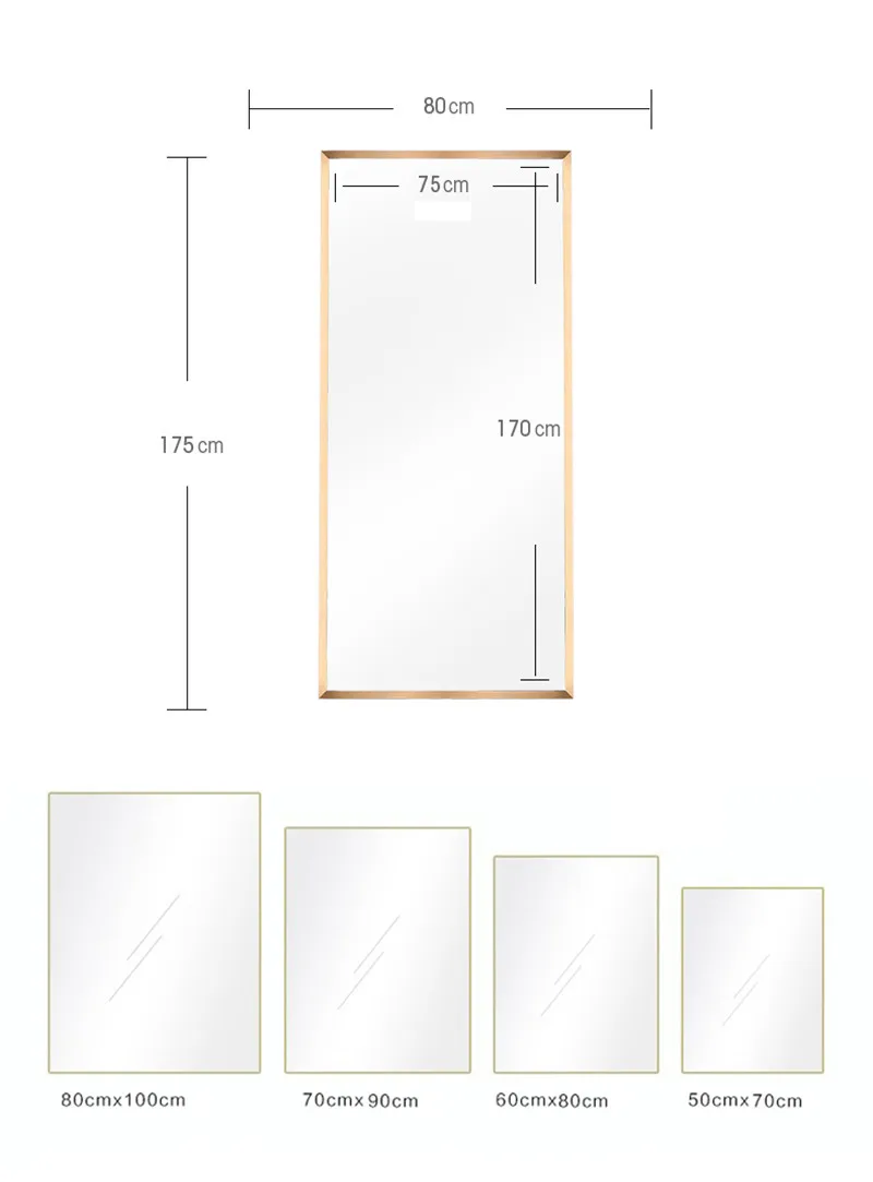 MOK Simple modern style large rectangle mirror customized stainless steel top sale frame mirrors wall factory