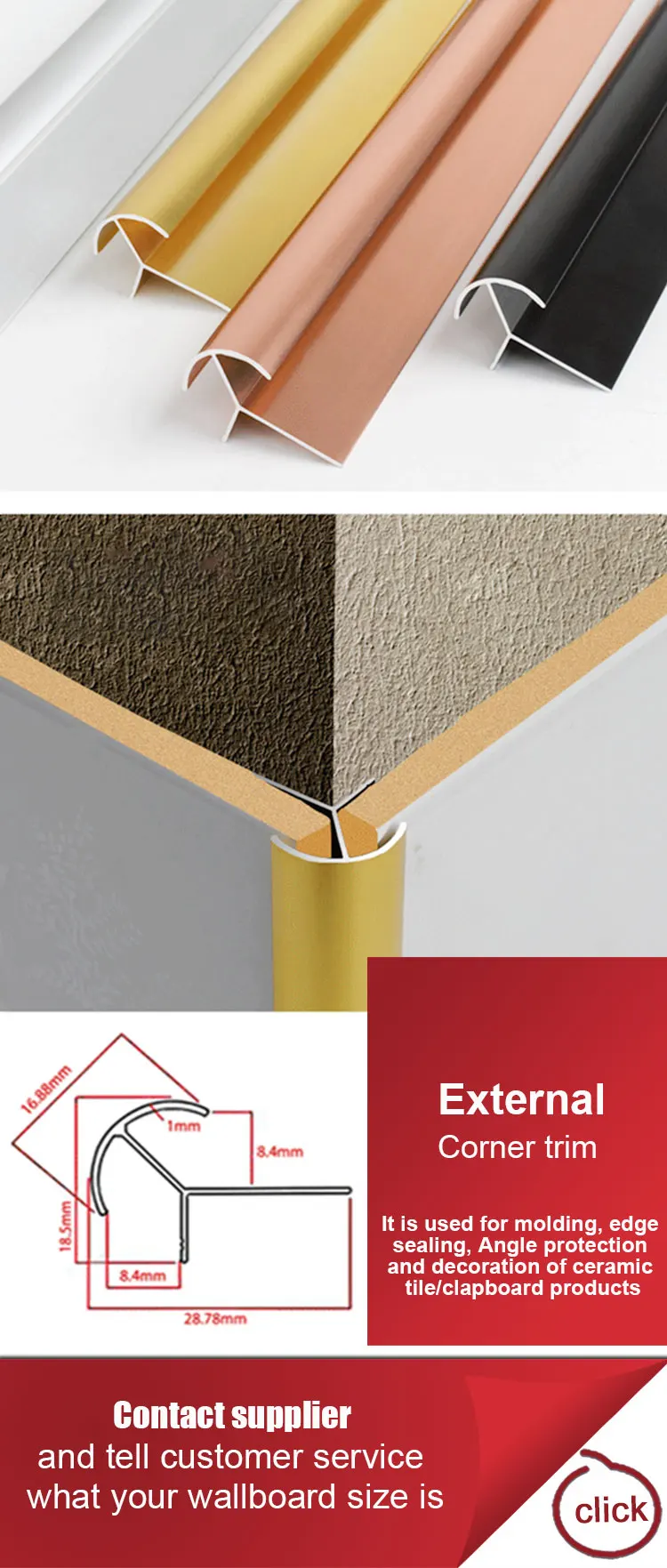 Toco-borde De Perfil De Aluminio,Tiras De Moldura Para Borde De