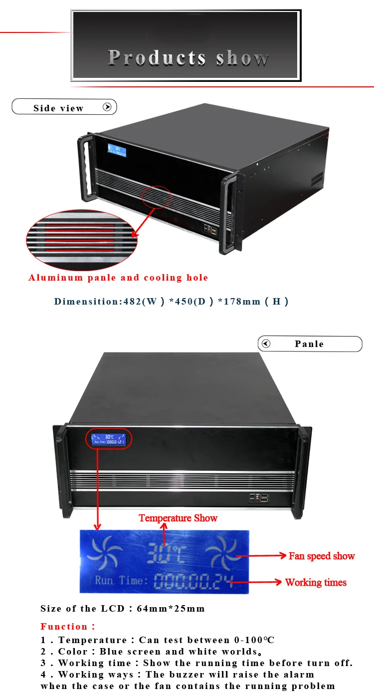Desktop Htpc Industrial Pc 4u Rack Mount Chassis With Lcd Display Short