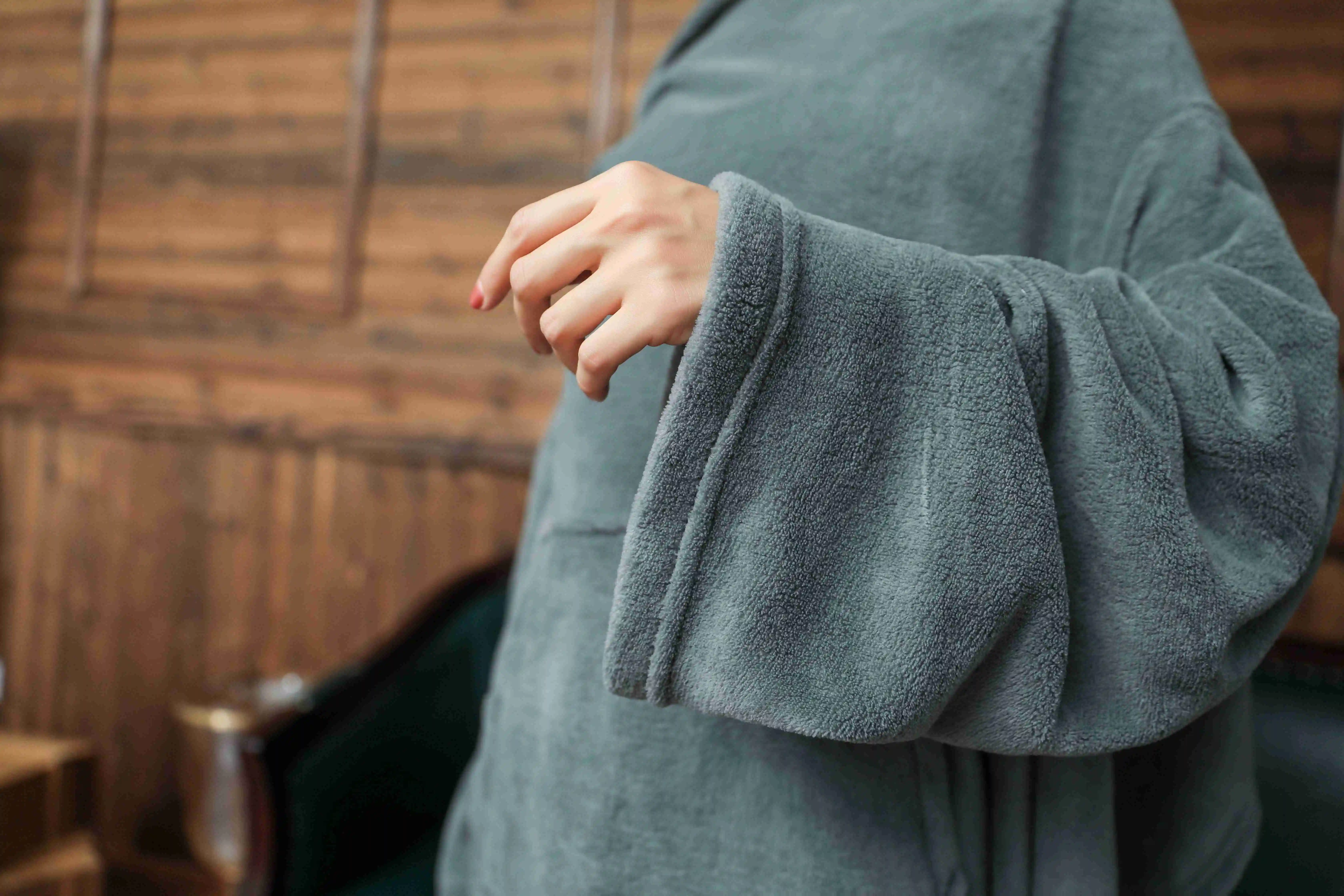 Oversized Lazy Portable Wearable Electric Brown Throw Blanket With