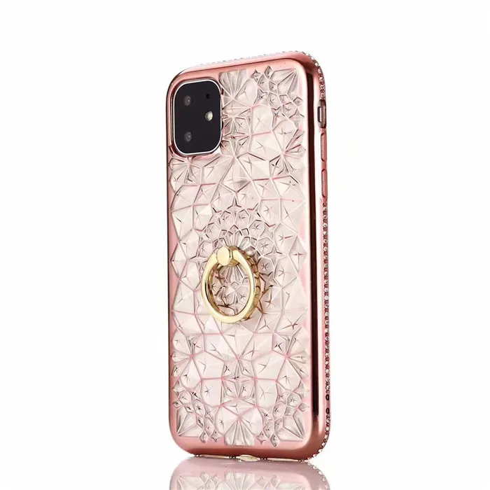 For iPhone 11 2019 Case Luxury Bling Diamond 3D Soft TPU Silicone Back Cover For iPhone 11 Pro 11Pro Max Case Ring Stand