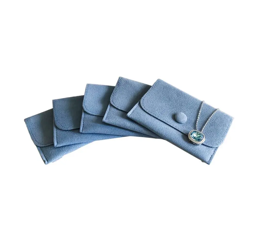 Wholesale Custom Envelope Velvet Leather Jewelry Pouch With Button
